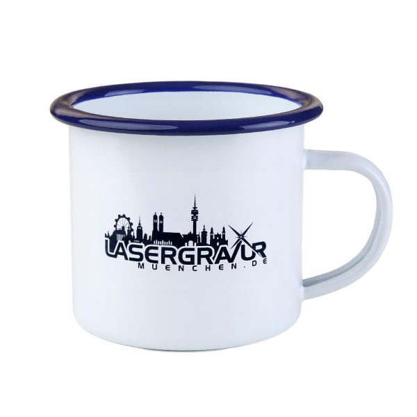 Emaille Tasse mit Logogravur