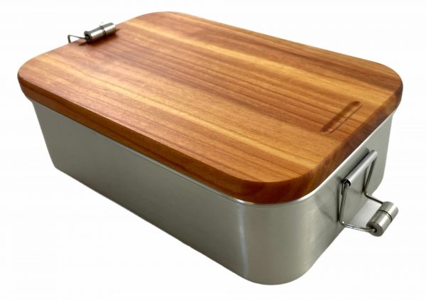 Lunchbox 02 mit Deckel aus Holz und Logo-Gravur (Edelstahl oder Weißblech) – Bild 4