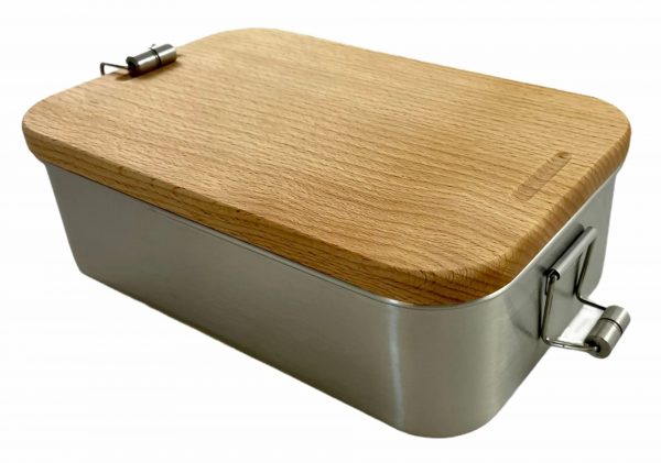 Lunchbox 02 mit Deckel aus Holz und Logo-Gravur (Edelstahl oder Weißblech) – Bild 3