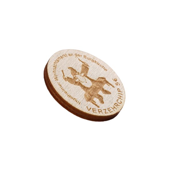 Pfandmarken aus Holz mit Logo- / Motivgravur – Bild 6