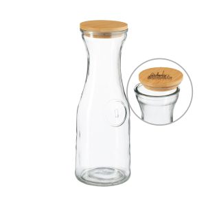 Wasserkaraffe mit Holzdeckel und Logogravur